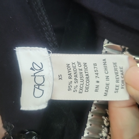 Cache Black Long Sleeve Stretchy Sheath Dress with Beaded Details XSmall - Picture 5 of 8